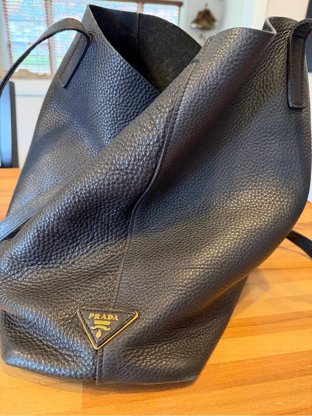 Prada Black Pebbled Leather Tote - Picture 5 of 8